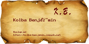 Kolba Benjámin névjegykártya